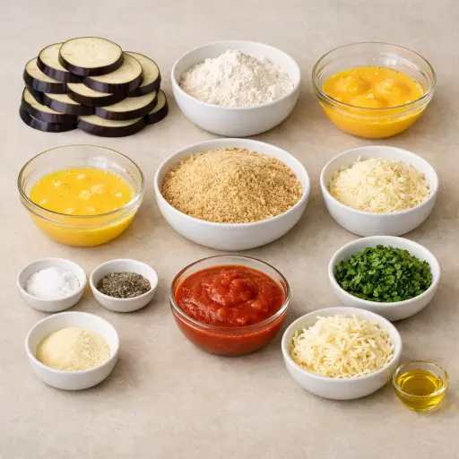 Ingredients for Eggplant Parmesan with Basil Pesto