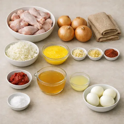 Ingredients for Ethiopian Doro Wat
