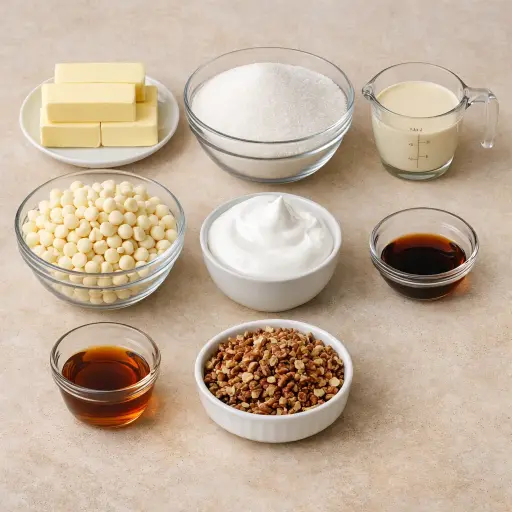 Ingredients for Fantasy Maple Pecan Fudge