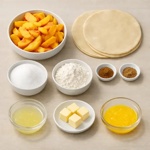 Ingredients for Farmhouse Peach Delight Pie