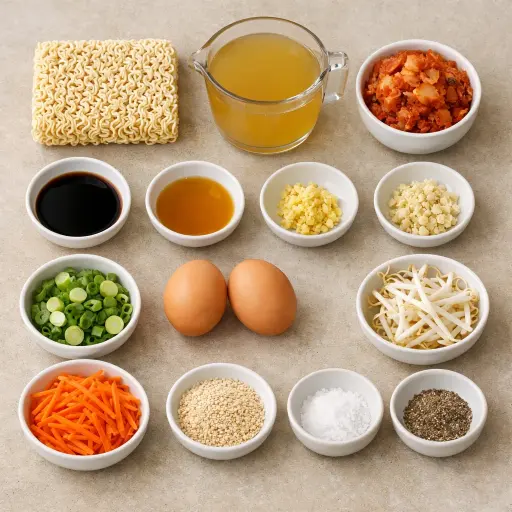 Ingredients for Fermented Kimchi Ramen
