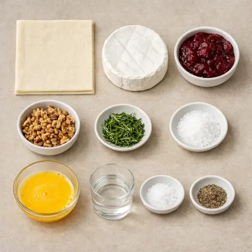 Ingredients for Festive Cranberry Brie Bites