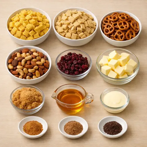 Ingredients for Festive Snack Crunch