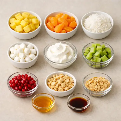 Ingredients for Festive Tropical Ambrosia Salad