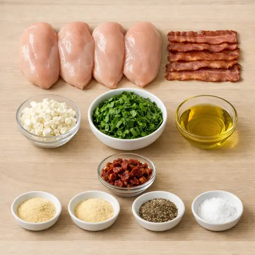 Ingredients for Feta & Spinach Stuffed Chicken Breast