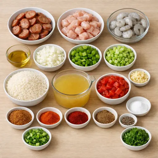 Ingredients for Fiery Cajun Jambalaya