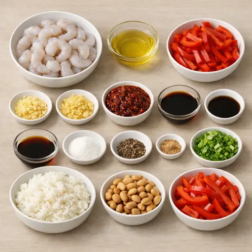 Ingredients for Fiery Szechuan Shrimp