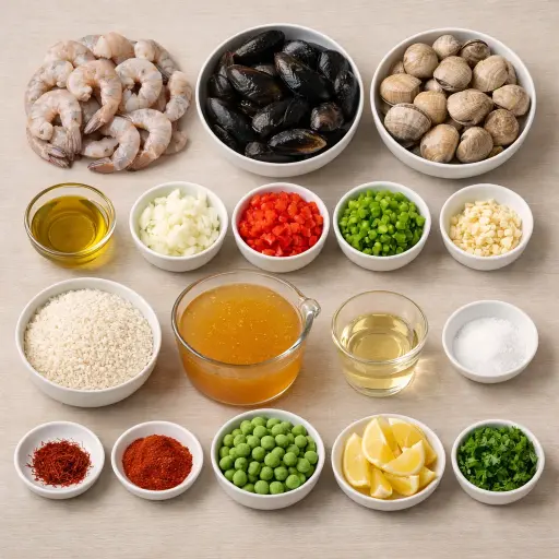 Ingredients for Fiesta Seafood Paella