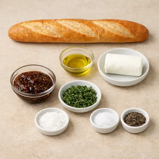 Ingredients for Fig and Goat Cheese Crostini