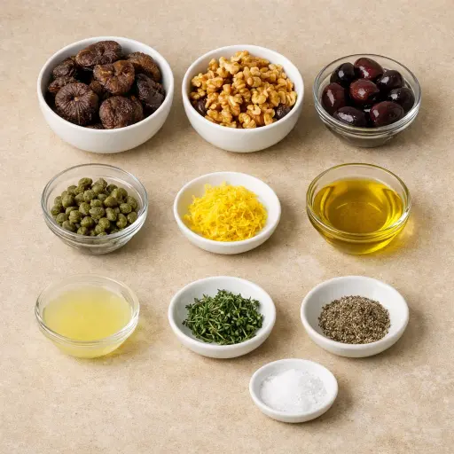 Ingredients for Fig and Walnut Tapenade
