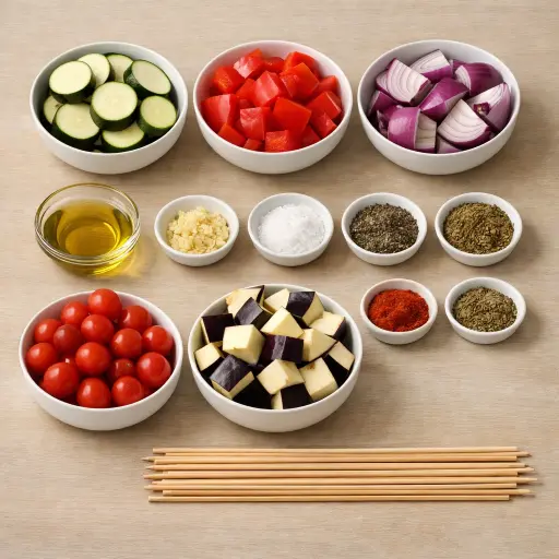 Ingredients for Fire-Roasted Vegetable Skewers