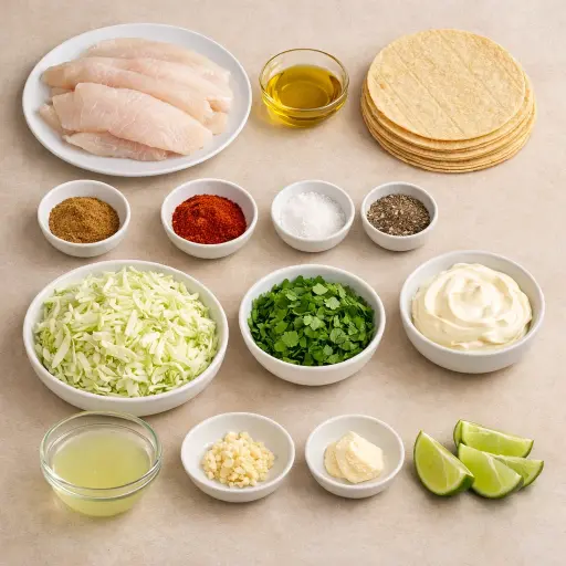 Ingredients for Fish Tacos (Mexico)
