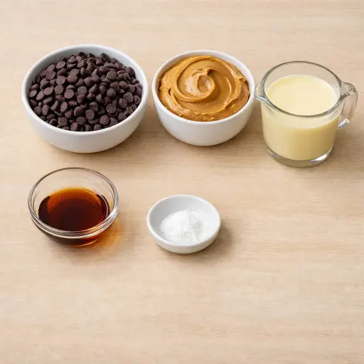 Ingredients for Five-Minute Peanut Butter Chocolate Fudge