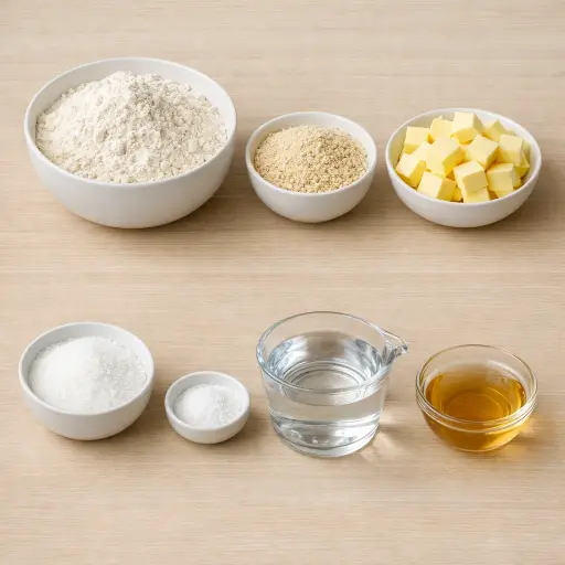 Ingredients for Flaky Butter Almond Pie Crust