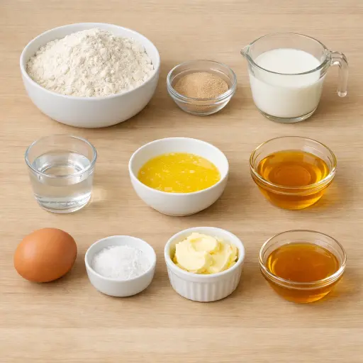 Ingredients for Fluffy Honey Butter Dinner Rolls