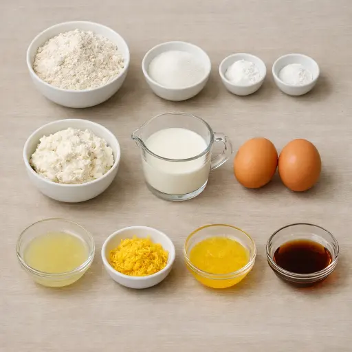 Ingredients for Fluffy Lemon Ricotta Pancakes