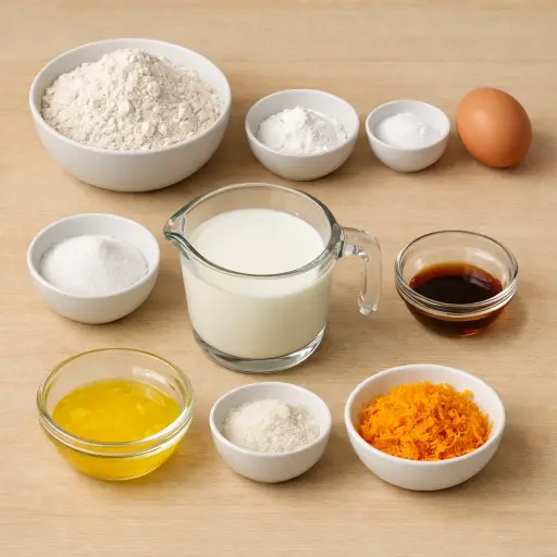 Ingredients for Fluffy Orange Zest Pancakes