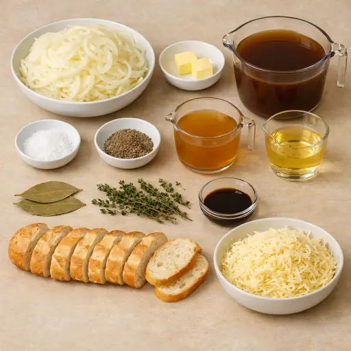 Ingredients for French Onion Soup with Apple Cider Twist