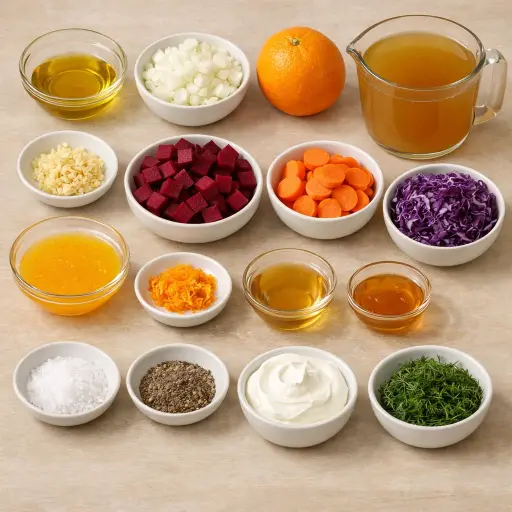 Ingredients for Fusion Borscht with a Citrus Twist