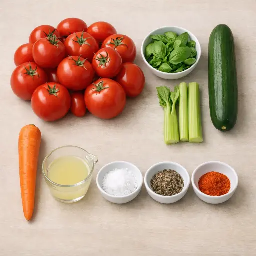 Ingredients for Garden-Fresh Basil Tomato Juice