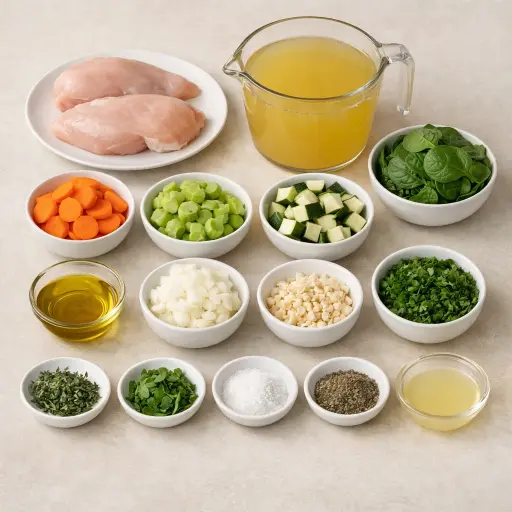 Ingredients for Garden Herb Chicken Soup