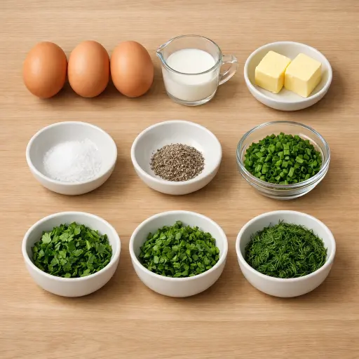 Ingredients for Garden Herb Fluffy Scrambled Eggs