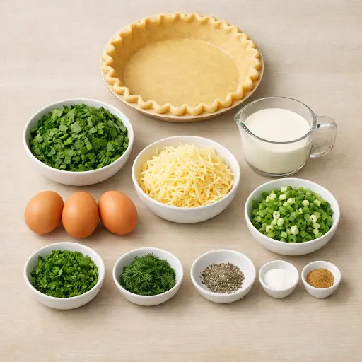 Ingredients for Garden Herb Spinach Quiche