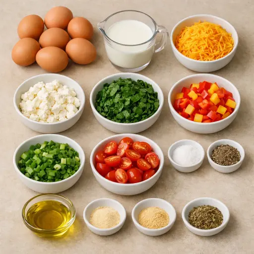 Ingredients for Garden Veggie Egg Casserole