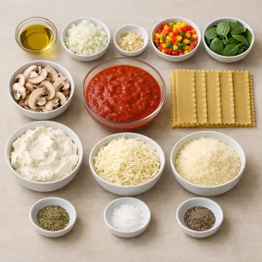 Ingredients for Garden Veggie Lasagna