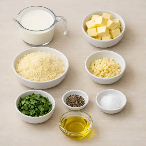 Ingredients for Garlic Basil Alfredo Sauce