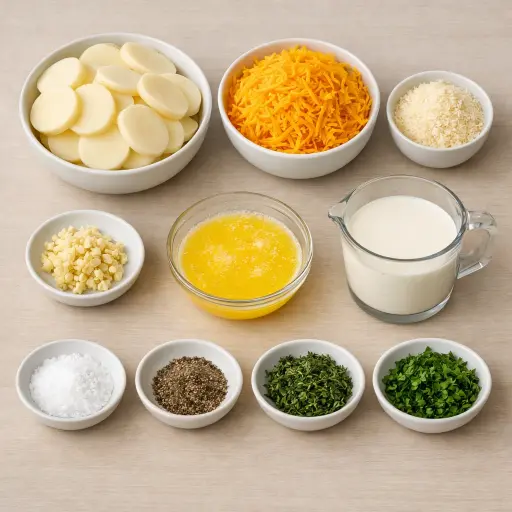 Ingredients for Garlic Herb Cheesy Potatoes