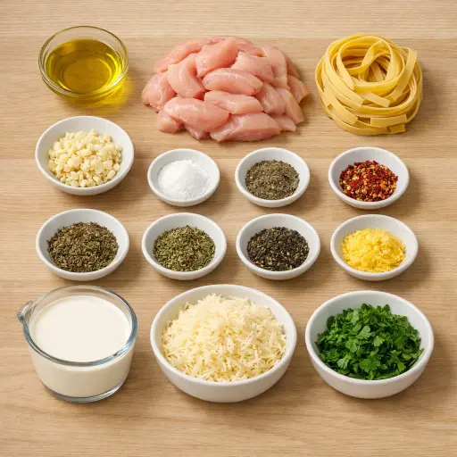 Ingredients for Garlic Herb Chicken Alfredo