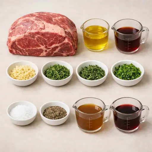 Ingredients for Garlic Herb Cross Rib Roast