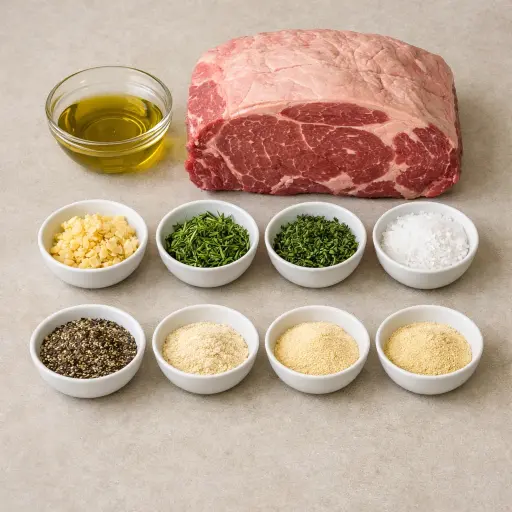 Ingredients for Garlic Herb Crusted Prime Rib Roast