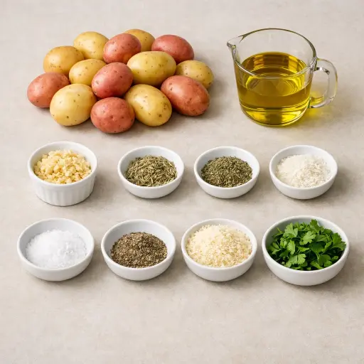 Ingredients for Garlic Herb Crusted Roasted Potatoes