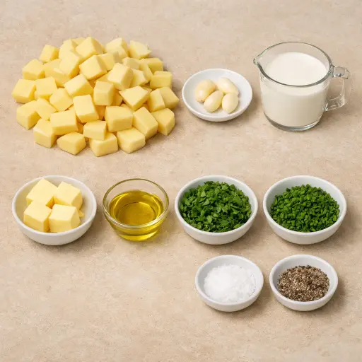 Ingredients for Garlic Herb Infused Mashed Potatoes