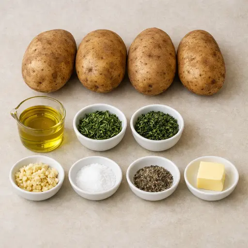 Ingredients for Garlic Herb Slow Cooker Baked Potatoes