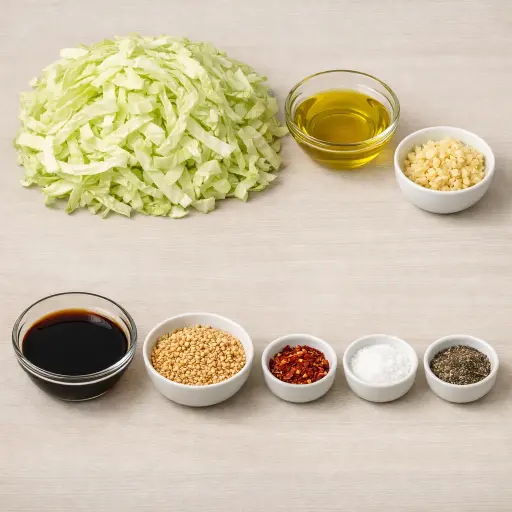 Ingredients for Garlic-Infused Sauteed Cabbage with Toasted Sesame Seeds