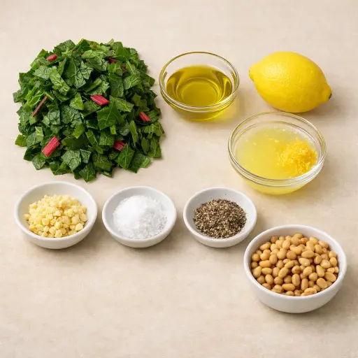Ingredients for Garlic Lemon Swiss Chard Delight