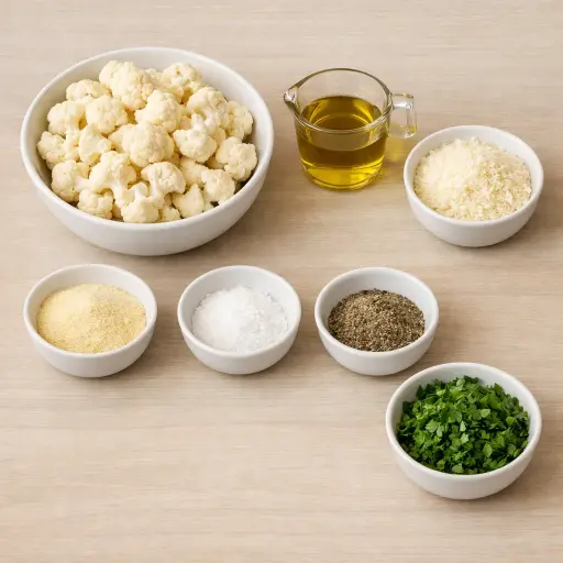 Ingredients for Garlic-Parmesan Cauliflower Bites