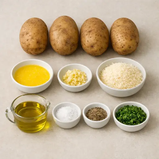 Ingredients for Garlic Parmesan Hasselback Potatoes