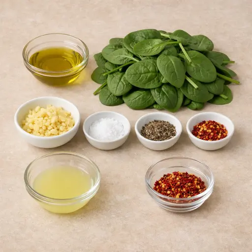 Ingredients for Garlic Sautéed Spinach Delight