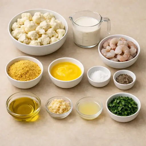 Ingredients for Garlic Shrimp and Cauliflower Grits