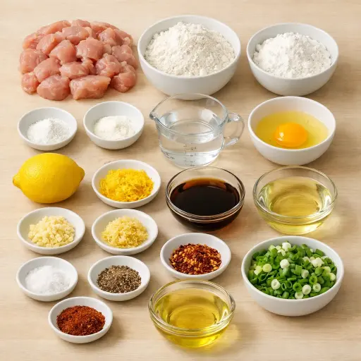 Ingredients for General Tso's Lemon-Honey Chicken
