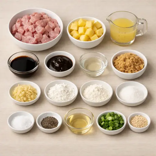 Ingredients for General Tso's Pineapple Chicken