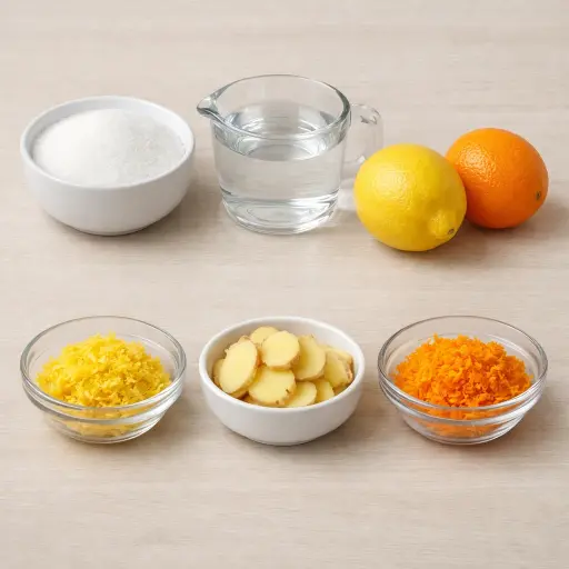 Ingredients for Ginger Citrus Simple Syrup