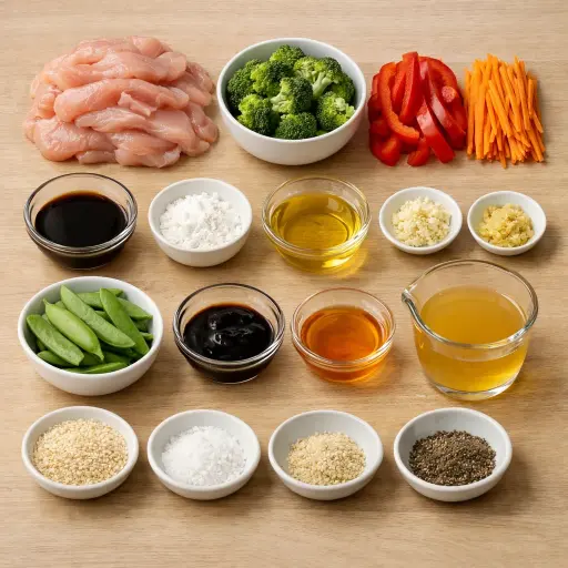 Ingredients for Ginger Garlic Chicken Stir Fry