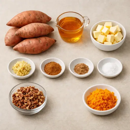 Ingredients for Ginger Honey Candied Sweet Potatoes