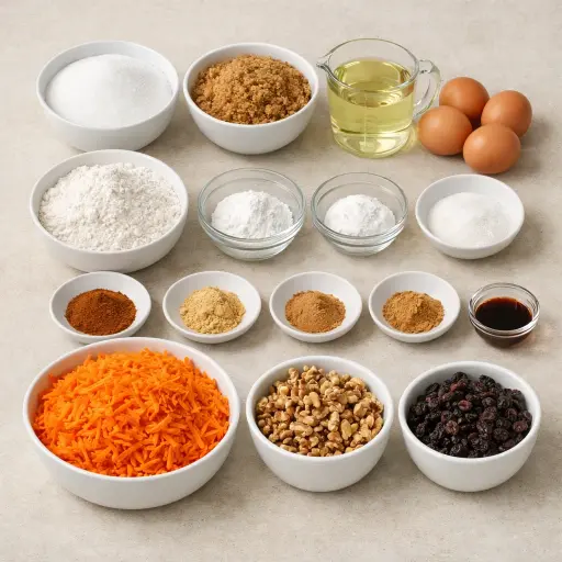 Ingredients for Ginger-Infused Fresh Carrot Cake