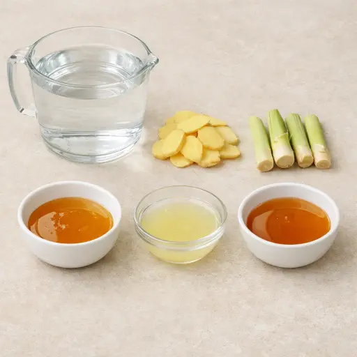 Ingredients for Ginger-Lemongrass Tea